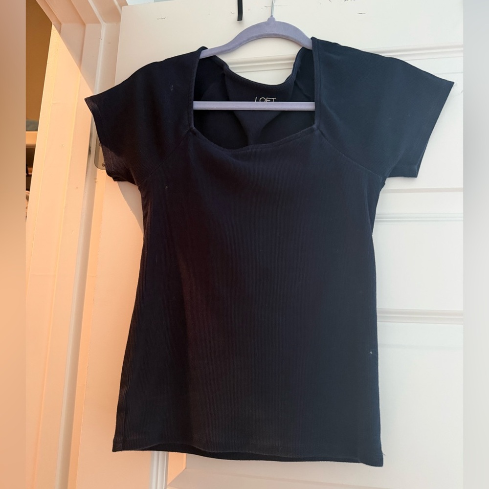 LOFT Black Short Sleeve Women's Top